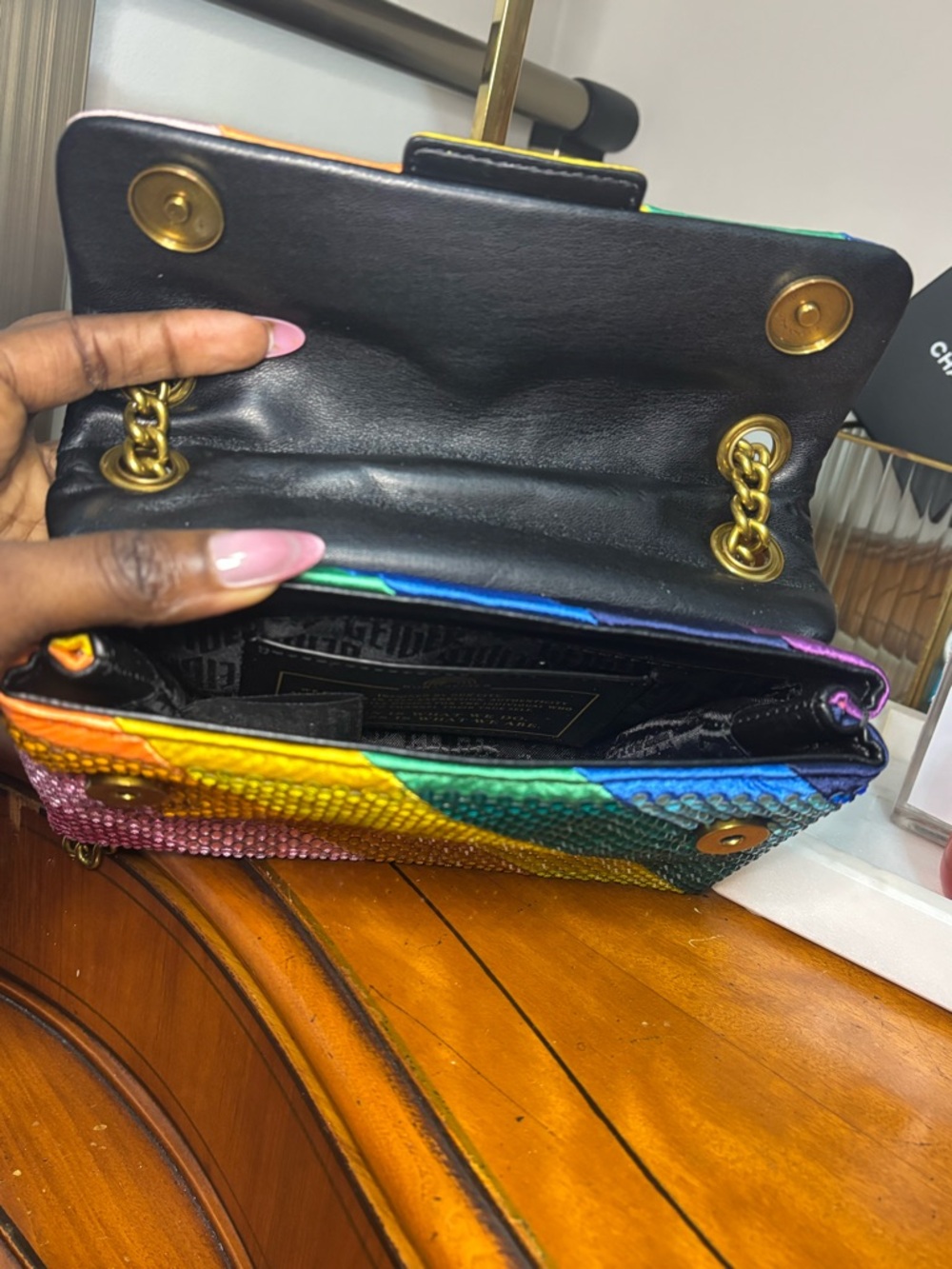 Kurt Geiger Multicolor Crystal-Striped Crossbody Bag - Picture 6 of 11